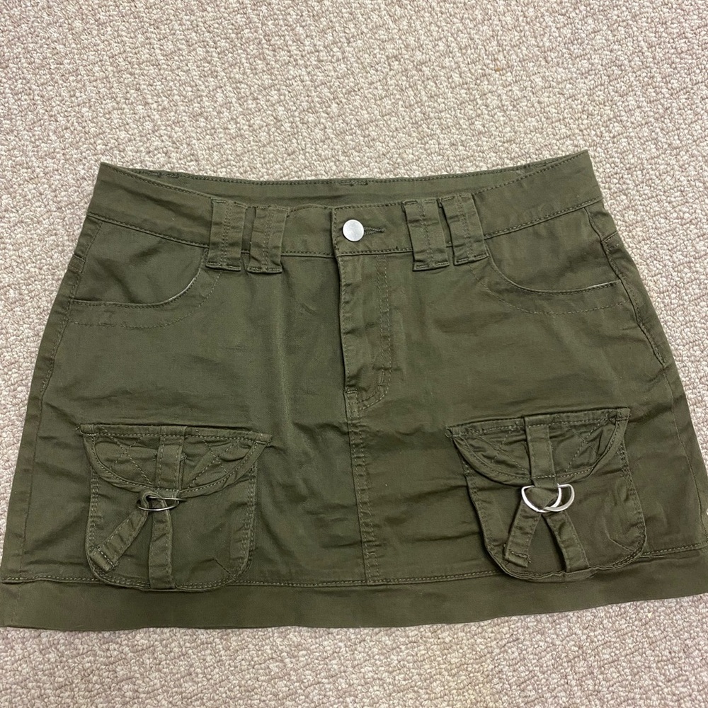 Green Cargo Mini Skirt